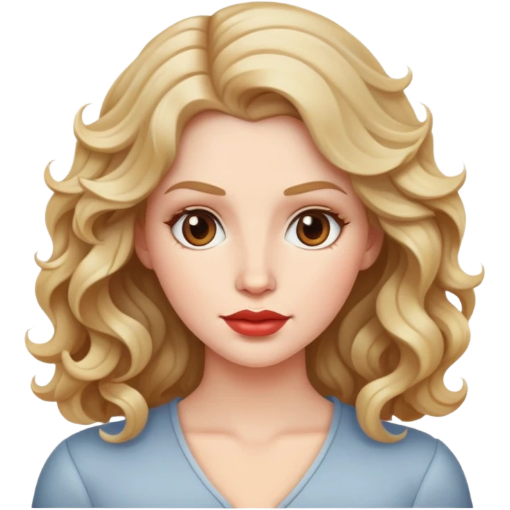 Mujer blanca de cabello ondulado y labios claritos emoji