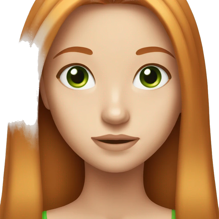 Beautiful girl with long straight ginger hair and green eyes emoji