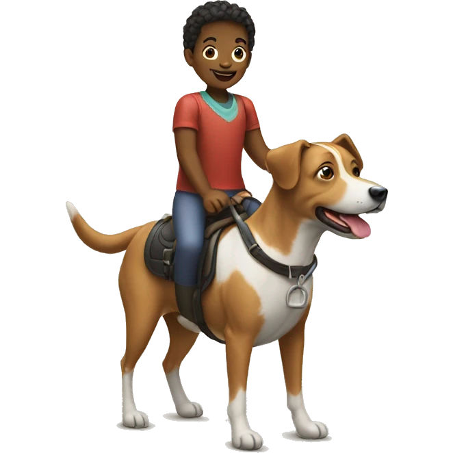 Kids riding dog  emoji