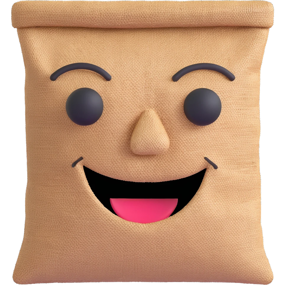 face made of burlap sack material emoji