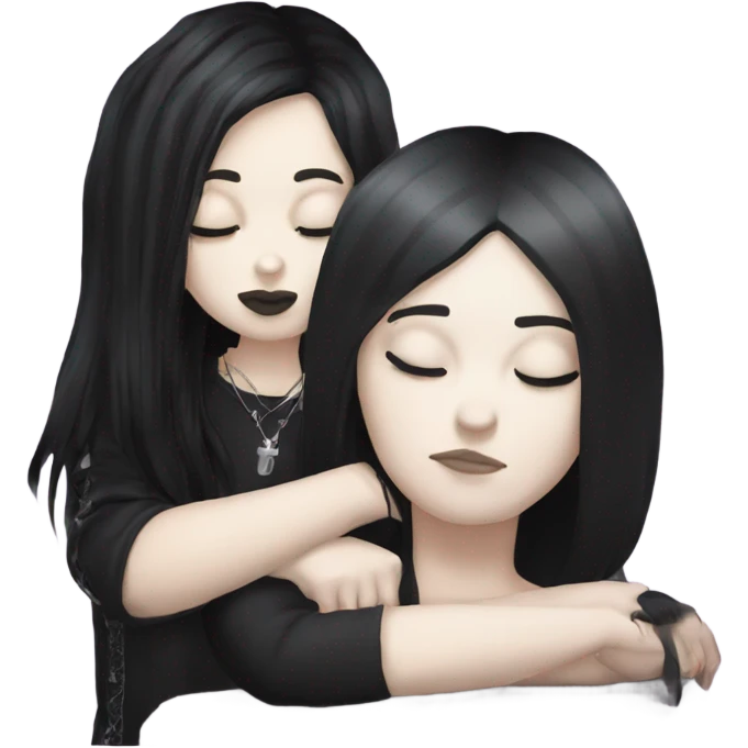 goth white girl and black hair sleeping emoji