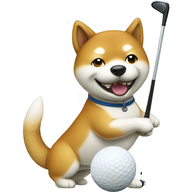 Shiba playing golf emoji