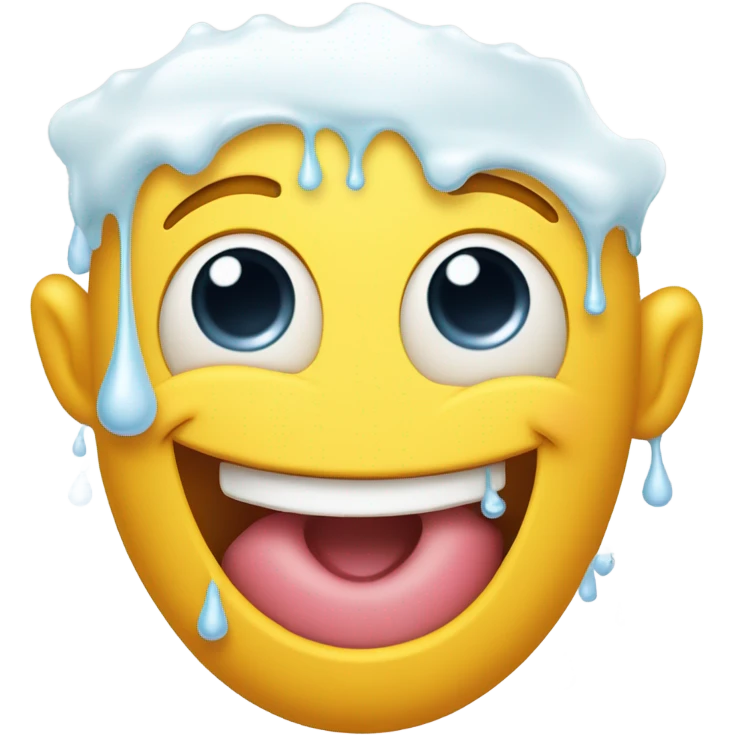 Emoji of a smiling drooling face with milk all over emoji