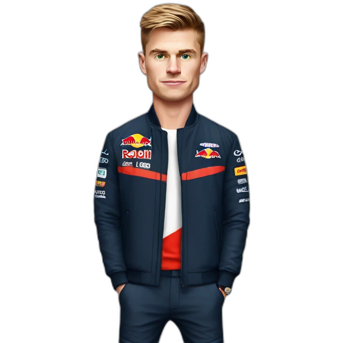 max verstappen avec une veste ferrarie rouge emoji