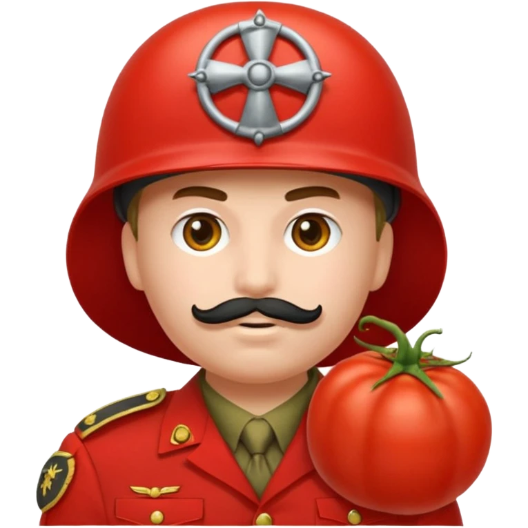 Eine Tomate mit Gesicht als Panzerkommandant emoji