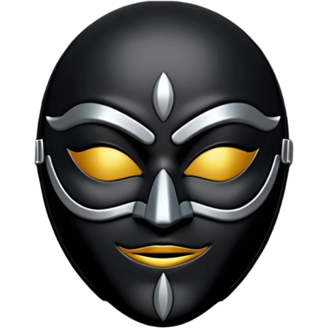 Minimal emoji, gothic mask forged from matte black leather, emotionless expression, smooth heavy surface, subtle metallic texture, deep shadows, no glow, no neon, flat emoji style, centered emoji