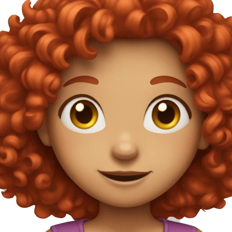 girl with big red hair smiling and waving emoji