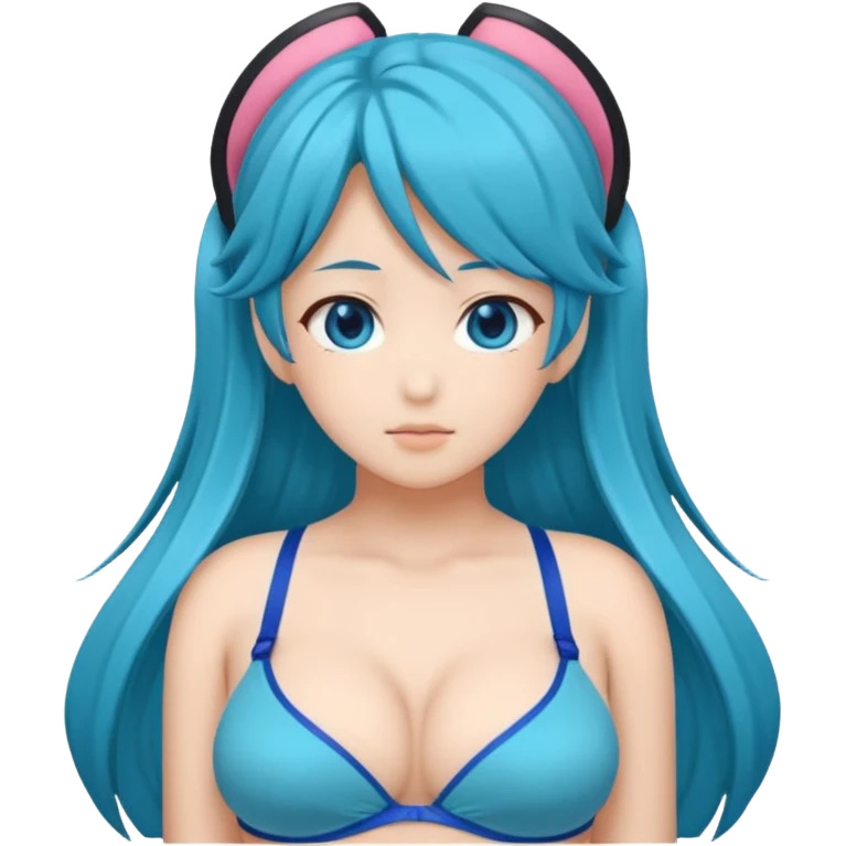 Miku big boobs blue bra emoji