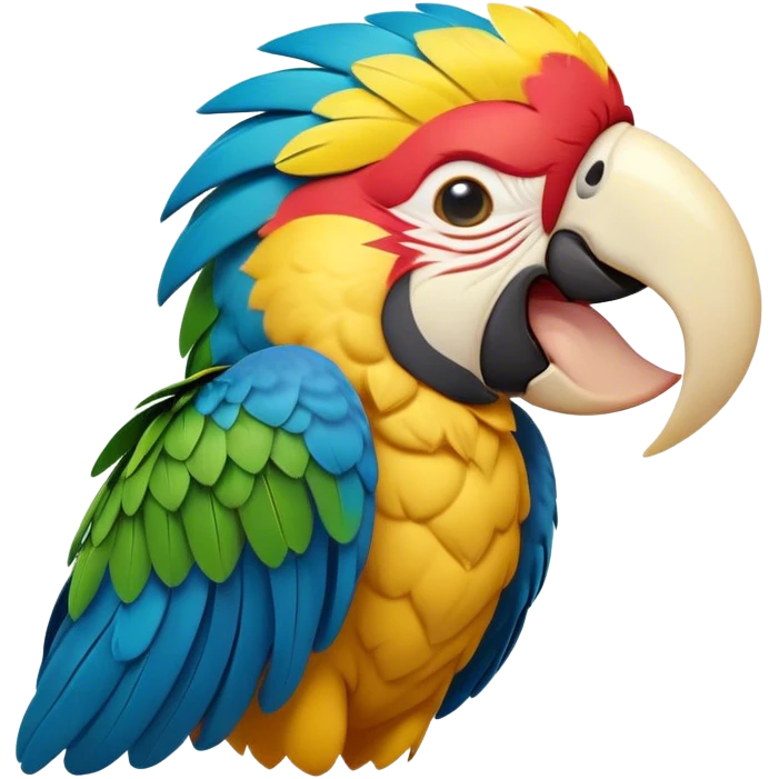 Cinematic Cute Yawning Macaw Portrait Emoji, Head tilted slightly with a dramatic, wide-open yawn, showcasing resplendent feathers and sleepy, half-closed eyes brimming with relaxed elegance, Simplified yet irresistibly adorable features, highly detailed, glowing with a soft, cozy tropical glow, high shine, relaxed yet expressive, stylized with a hint of whimsical charm, soft glowing outline, capturing the essence of a drowsy yet affectionate macaw that appears ready to stretch out for a nap! emoji