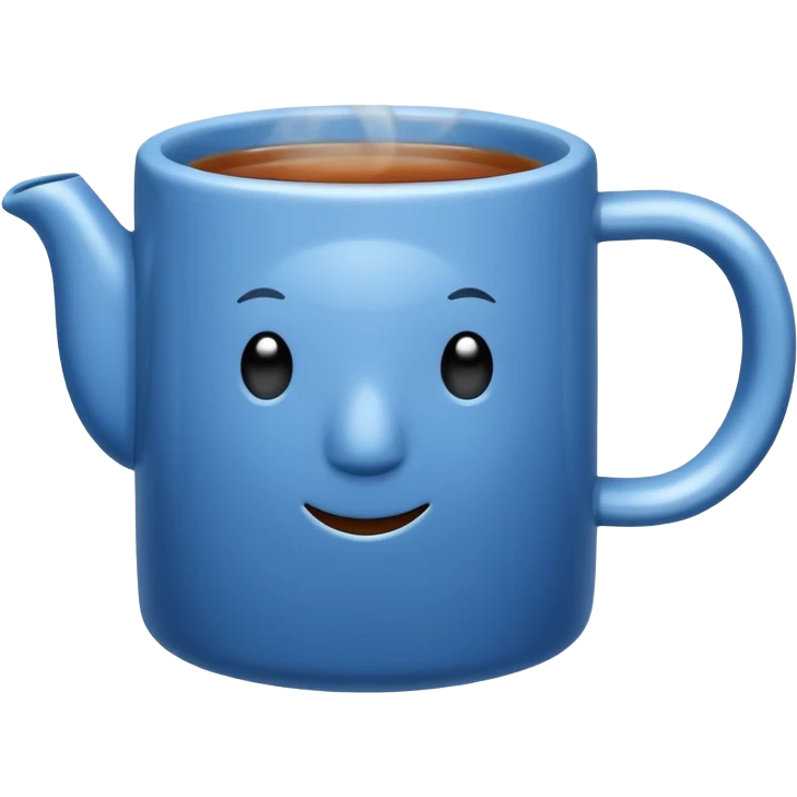 steaming blue mug of tea emoji
