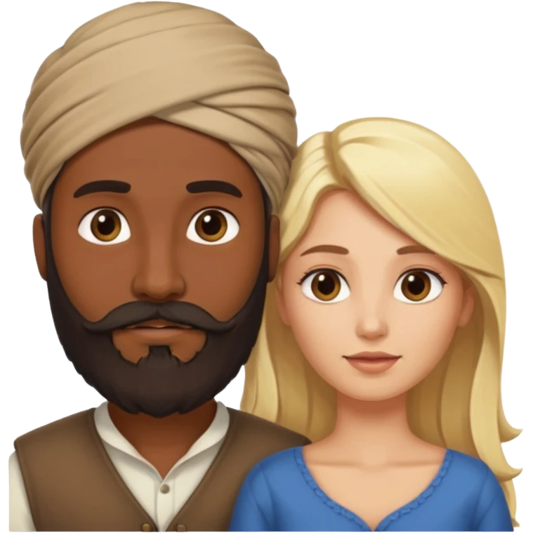Indian man with beard holding naked blonde woman vagina emoji