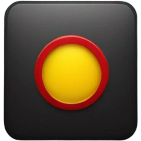  "a black and red rectangle with a medium-sized yellow circle in the middle" emoji
