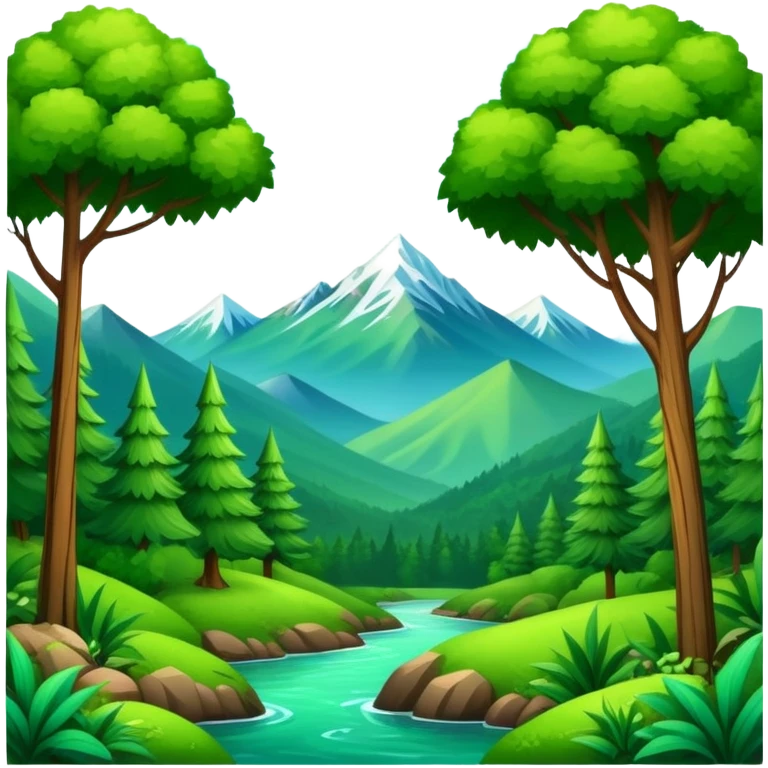lush green forest with mountains emoji