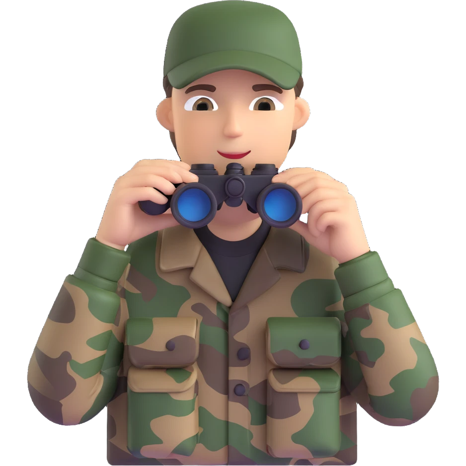hunter with binoculars and camouflage emoji