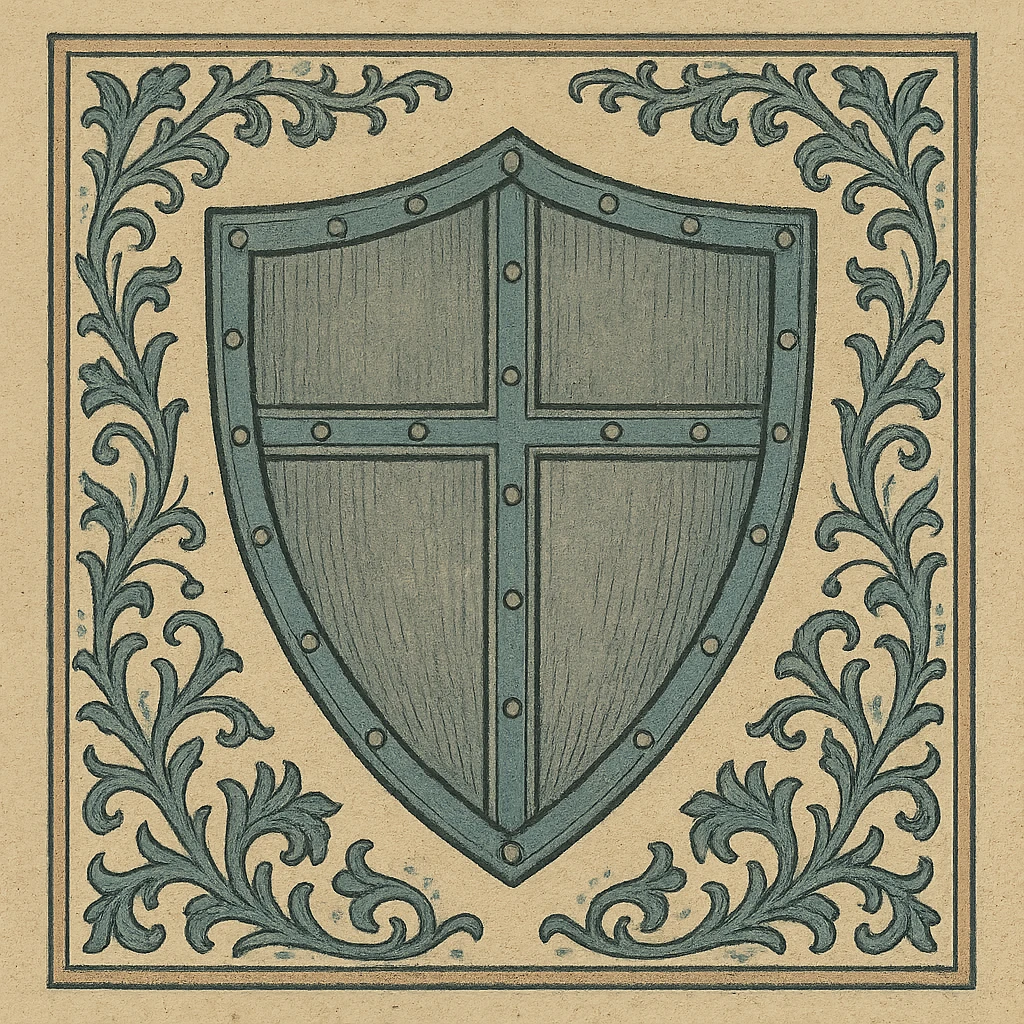 classic medieval shield, metallic, realistic style emoji