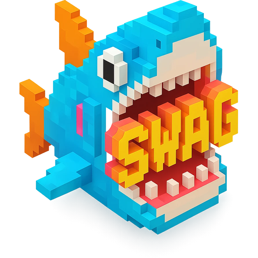 акула в пасти которой надпись SWAG, no background emoji