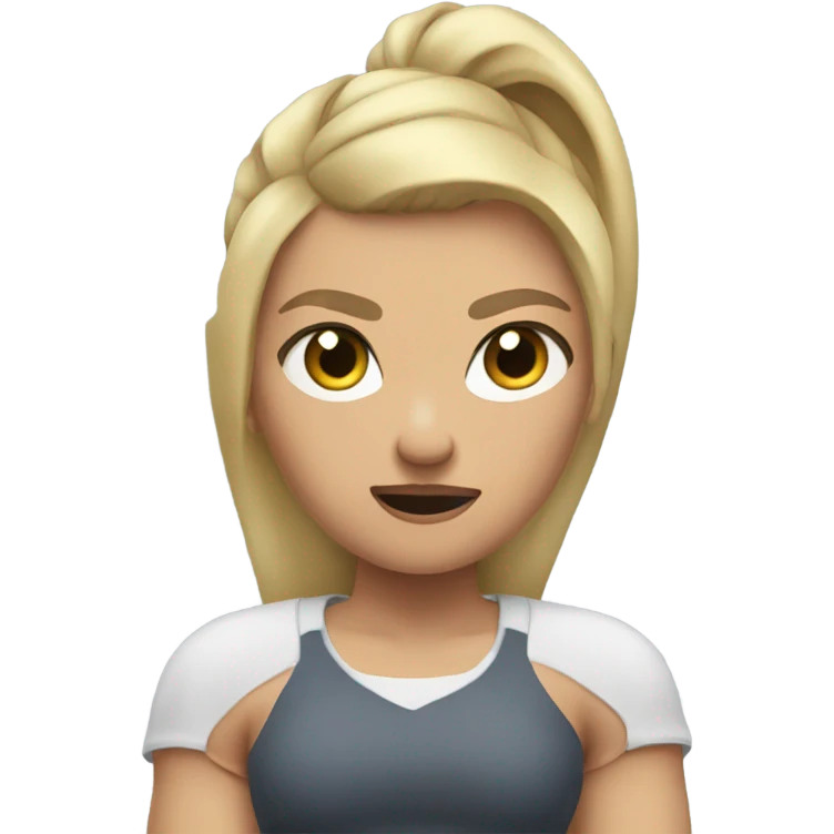 arms crossed angry woman blonde low ponytail nike top  emoji