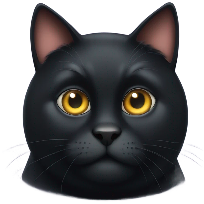 big fat obese huge humongous black cat with giant eyes emoji