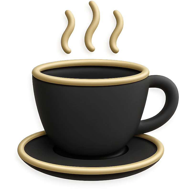 elegant coffee cup icon with soft matte finish and antique gold details emoji