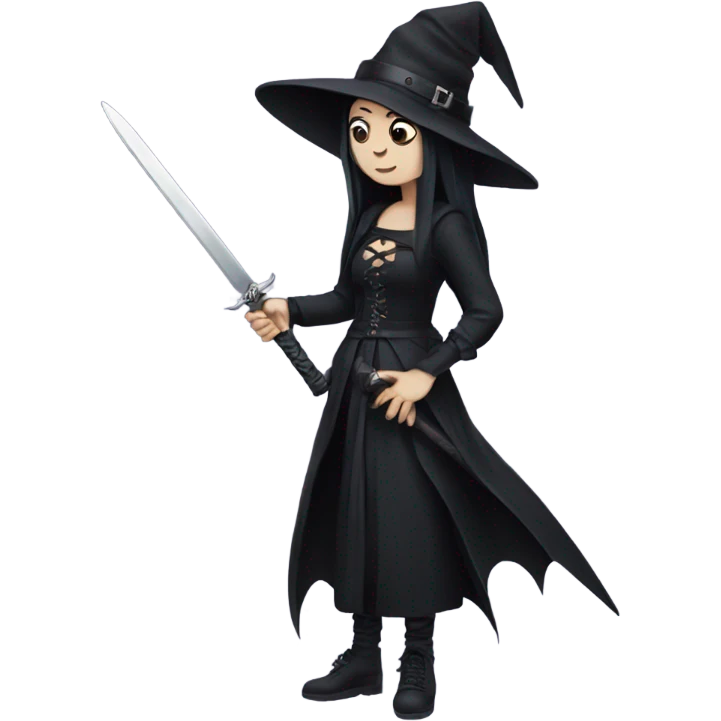 Goth witch holding a sword emoji