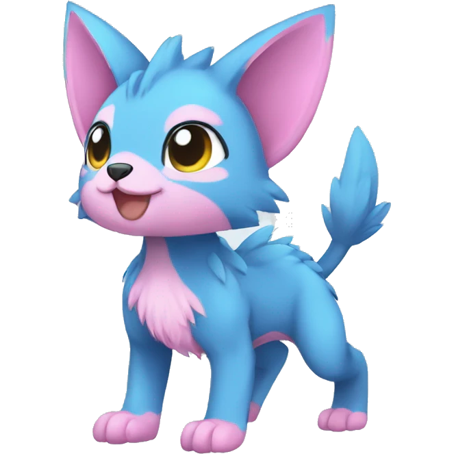Cute cool blue pink animal hybrid Fakemon full body emoji