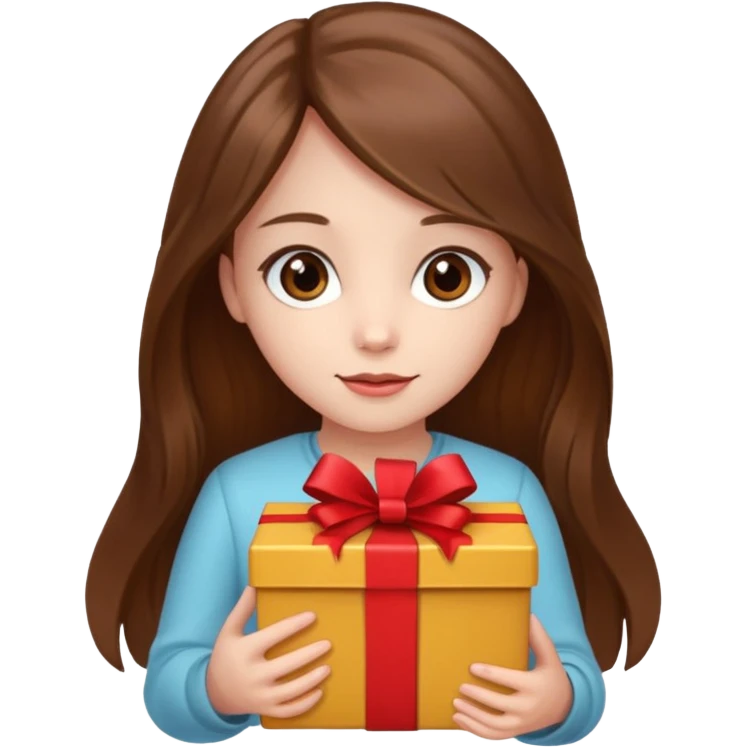young girl with gift box, brown long hair






























 emoji