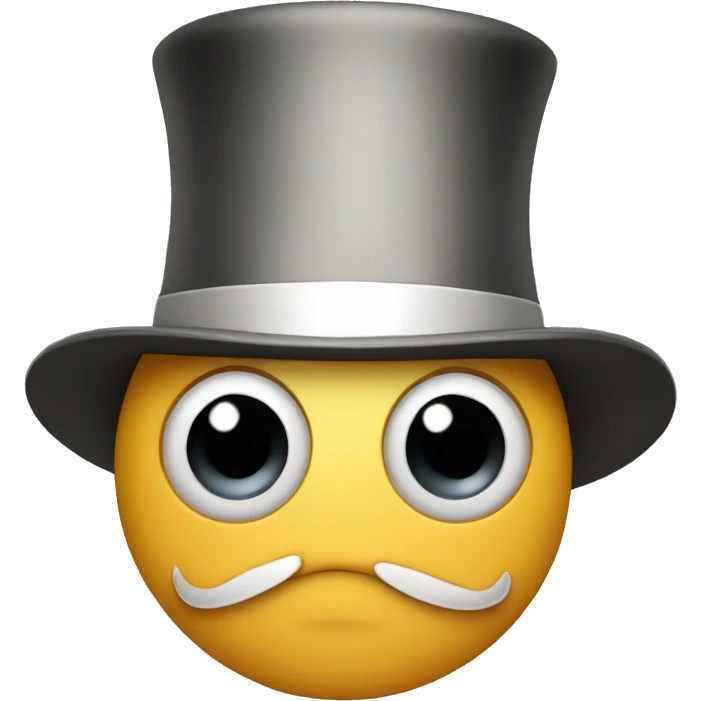 A top hat with wide pie-cut eyes emoji