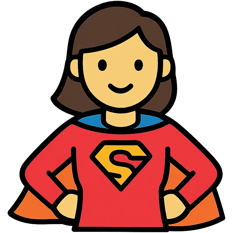 Female superhero with cape emoji