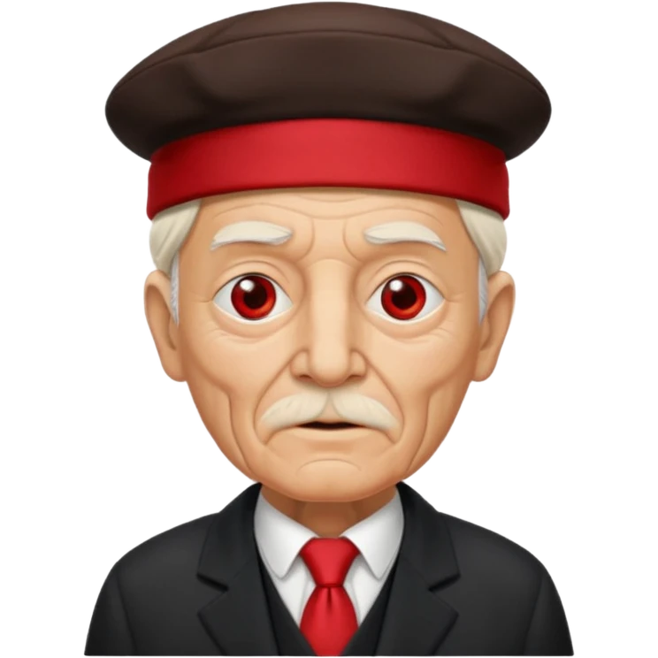 black suited old man with red fes hat and eye pach emoji