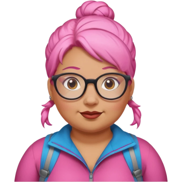 climber fat woman with pink bun hair and glassess emoji