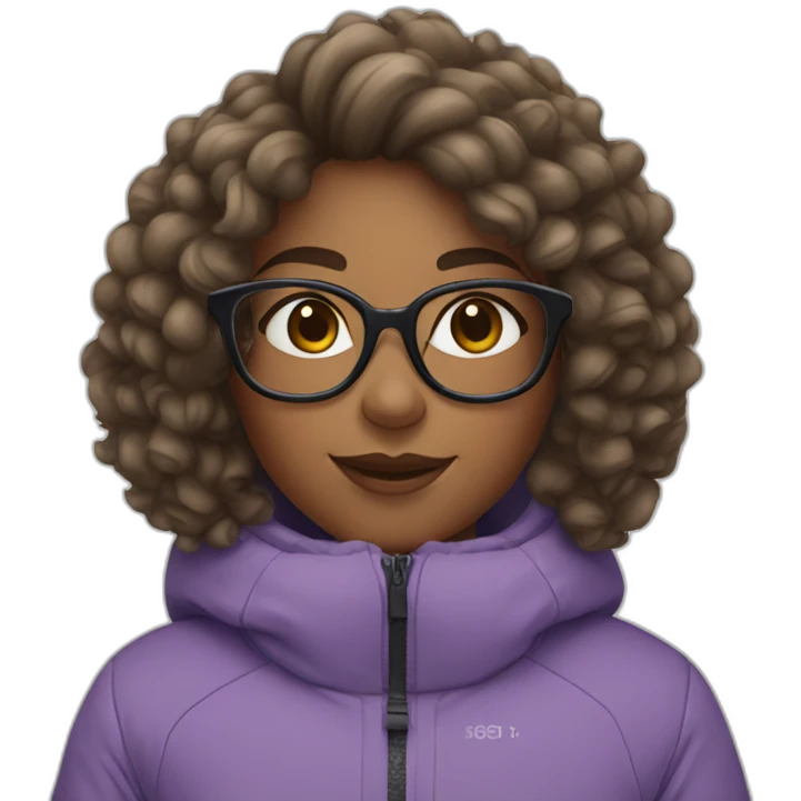 A girl with glasses and curly hair skiing  emoji