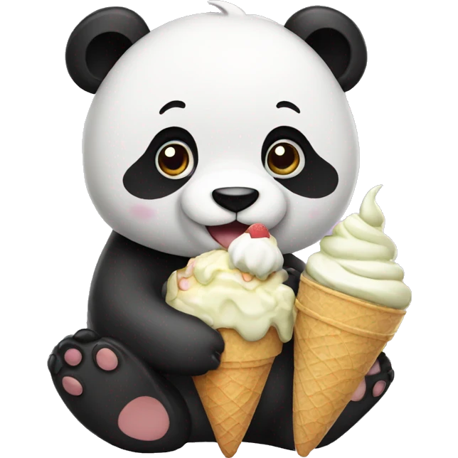 Panda eating ice cream emoji