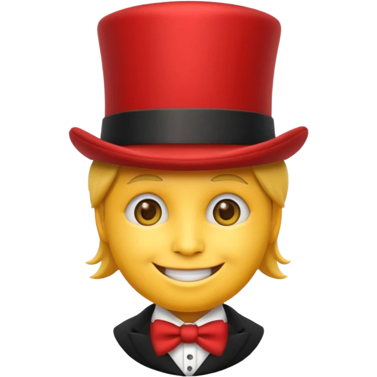 make a yellow face emoji with a red top hat emoji