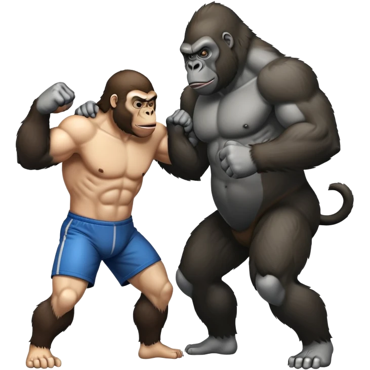 Gorilla fighting man emoji