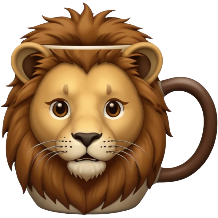 lion in a cpffee muck emoji