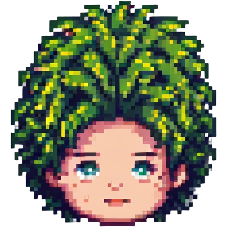 crazy hair pixel art style emoji
