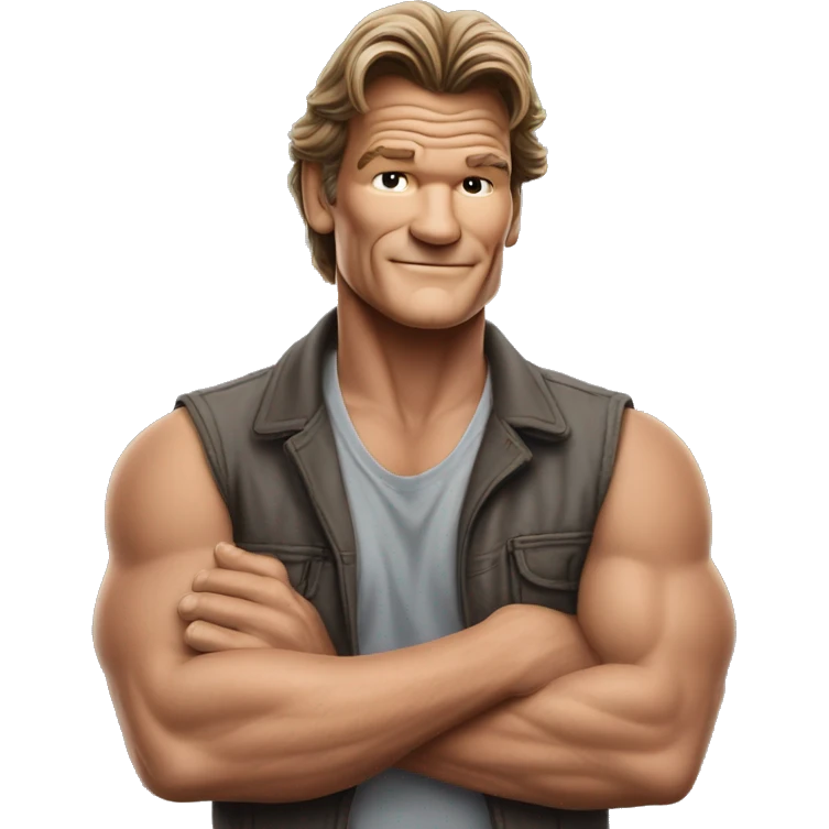 Patrick Swayze standing there with his arms crossed ￼ emoji