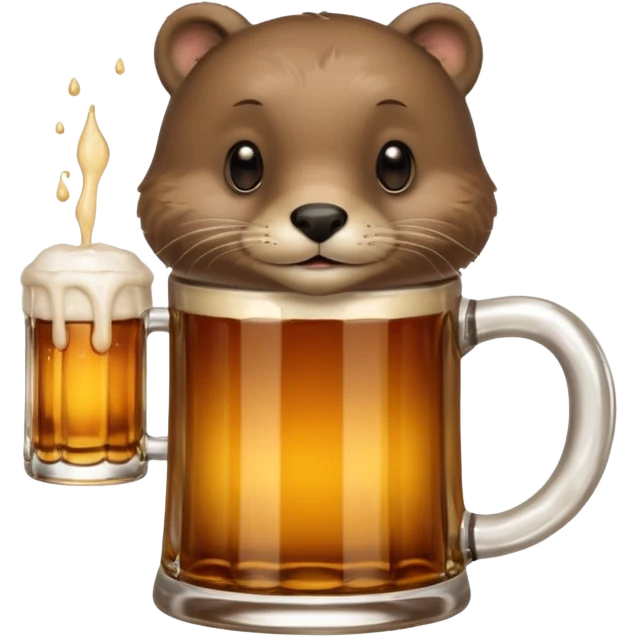 a beer holding an otter in its hand emoji