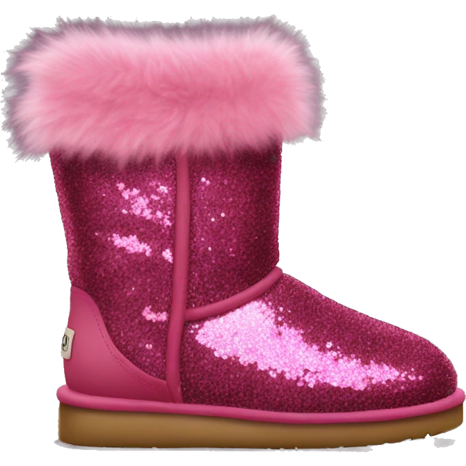 Realistic raspberry glitter and fur Ugg boots. emoji
