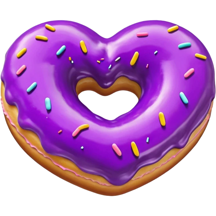 Realistic isolated heart shaped donut with purple color. emoji