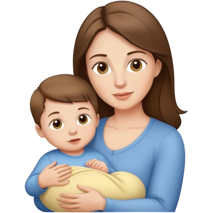 Light brunette mom with baby boy emoji