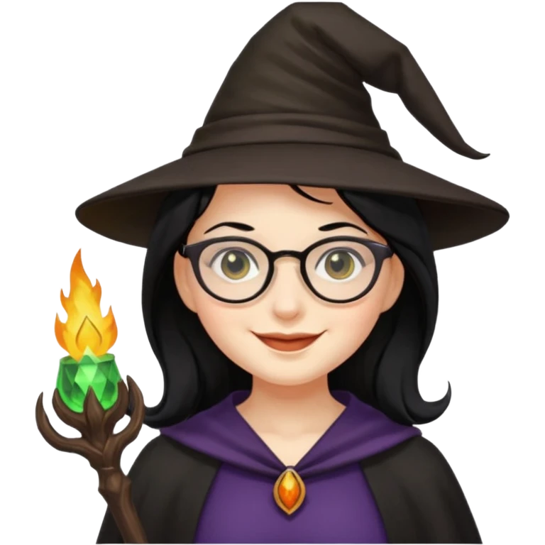Witch, glasses, black hair emoji