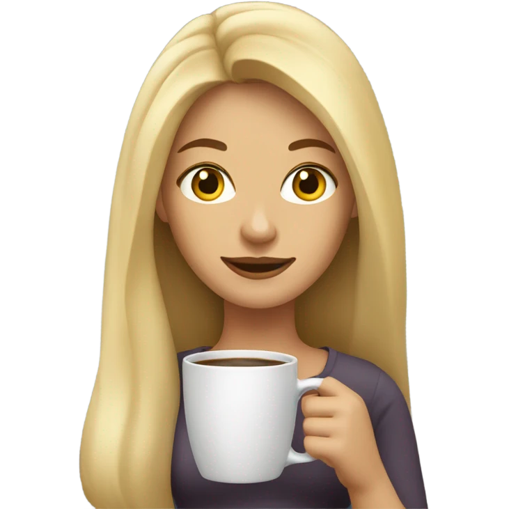 blonde with long hair and a cup of coffee emoji