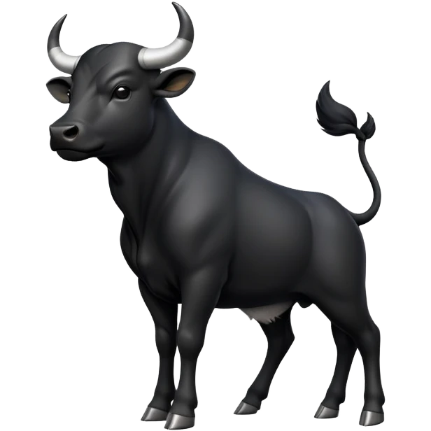 cinematic-[black bull]-realistic-full-body-standing-emoji,-tail-flicking-lazily,-head-tilted-dramatically,-sleek-[black]-fur,-simplified-yet-realistic-focused-features,-highly-detailed,-glowing-with-an-almost-sarcastic-glow emoji