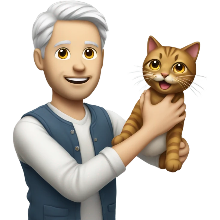 white man playing cat emoji