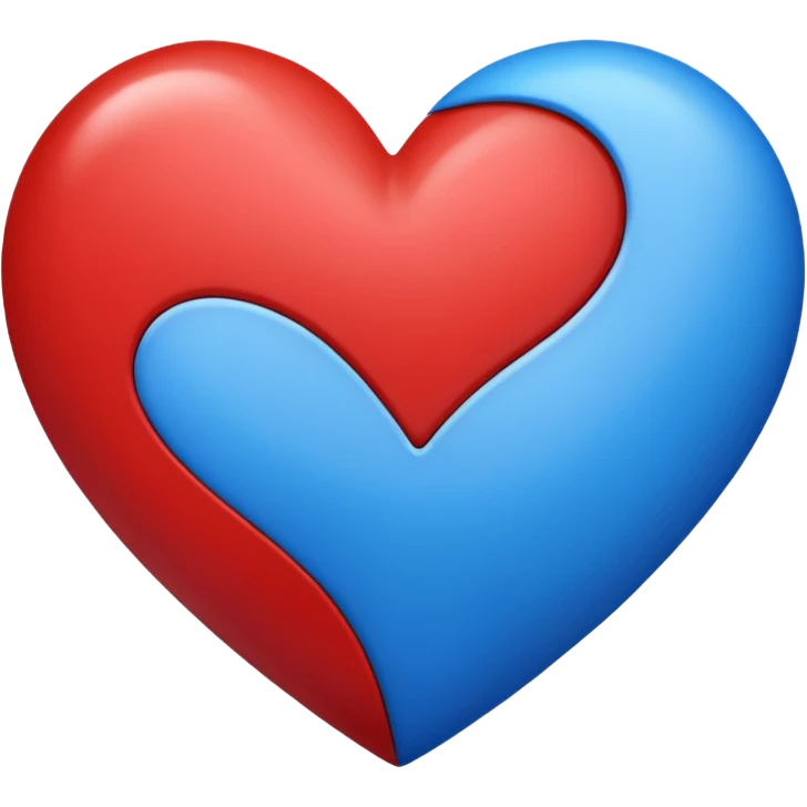 Half red half blue heart emoji