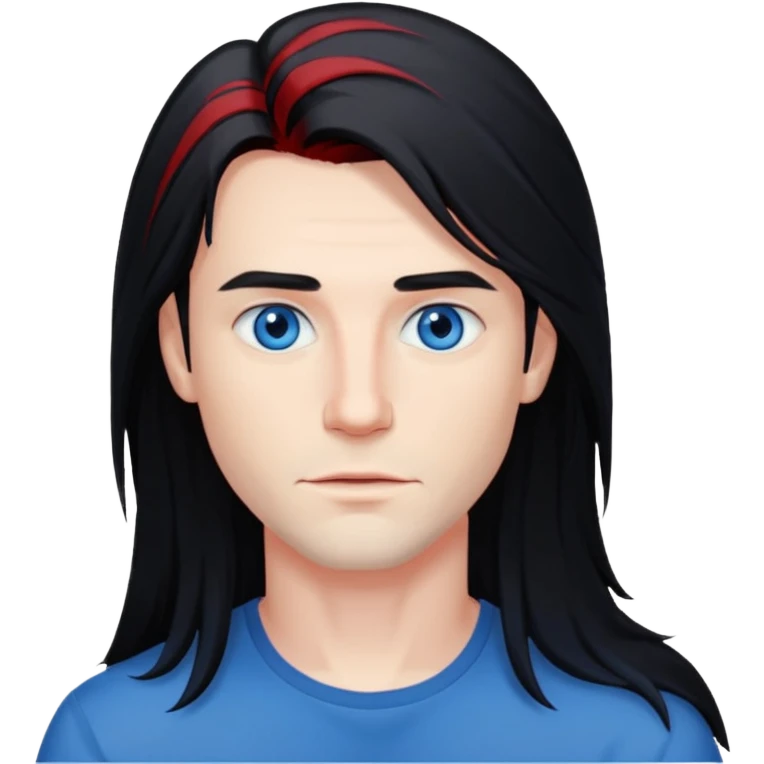man long hair black red haid emoji