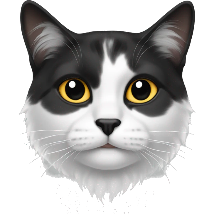 black and white long hair cat with black spot on nose emoji