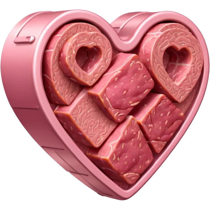 Heart emoji made of spam meat emoji
