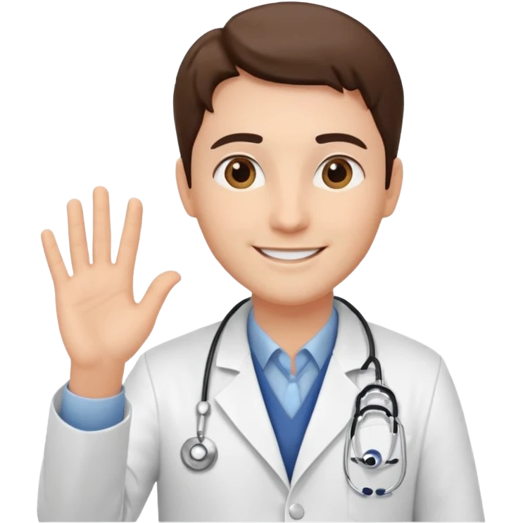 doctor with raised hand greeting emoji